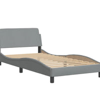 Bettgestell mit LED ohne Matratze Hellgrau 100x200 cm Stoff