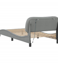 Bettgestell mit LED ohne Matratze Hellgrau 100x200 cm Stoff