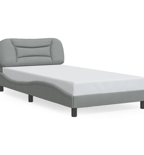 Bettgestell mit LED ohne Matratze Hellgrau 100x200 cm Stoff