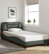 Bettgestell mit LED ohne Matratze Dunkelgrau 100x200 cm Stoff