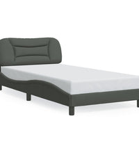 Bettgestell mit LED ohne Matratze Dunkelgrau 100x200 cm Stoff