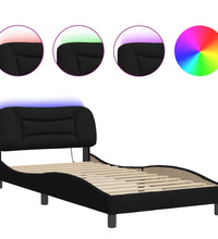 Bettgestell mit LED ohne Matratze Schwarz 100x200 cm Stoff