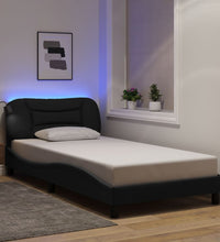 Bettgestell mit LED ohne Matratze Schwarz 100x200 cm Stoff