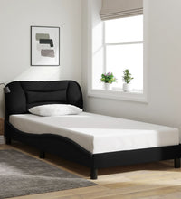 Bettgestell mit LED ohne Matratze Schwarz 100x200 cm Stoff