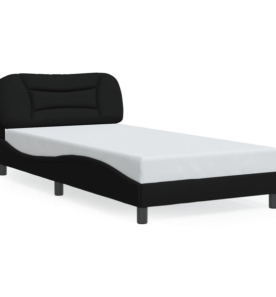 Bettgestell mit LED ohne Matratze Schwarz 100x200 cm Stoff