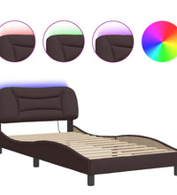 Bettgestell mit LED ohne Matratze Dunkelbraun 100x200 cm Stoff