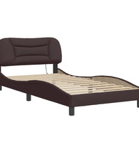 Bettgestell mit LED ohne Matratze Dunkelbraun 100x200 cm Stoff