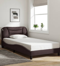 Bettgestell mit LED ohne Matratze Dunkelbraun 100x200 cm Stoff