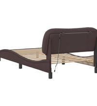 Bettgestell mit LED ohne Matratze Dunkelbraun 100x200 cm Stoff