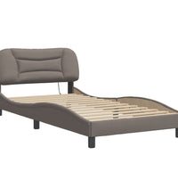 Bettgestell mit LED ohne Matratze Taupe 100x200 cm Stoff