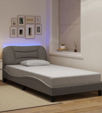 Bettgestell mit LED ohne Matratze Taupe 100x200 cm Stoff