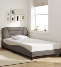 Bettgestell mit LED ohne Matratze Taupe 100x200 cm Stoff