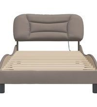 Bettgestell mit LED ohne Matratze Taupe 100x200 cm Stoff