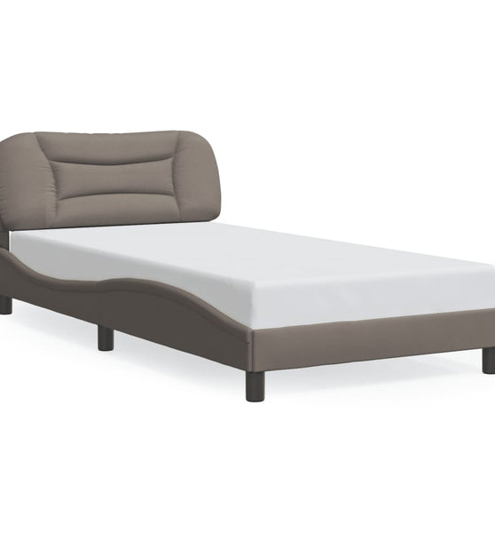 Bettgestell mit LED ohne Matratze Taupe 100x200 cm Stoff