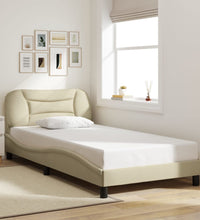 Bettgestell mit LED ohne Matratze Creme 100x200 cm Stoff