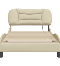 Bettgestell mit LED ohne Matratze Creme 100x200 cm Stoff