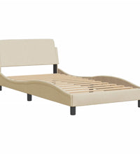 Bettgestell mit LED ohne Matratze Creme 100x200 cm Stoff