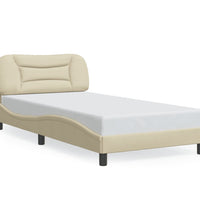 Bettgestell mit LED ohne Matratze Creme 100x200 cm Stoff