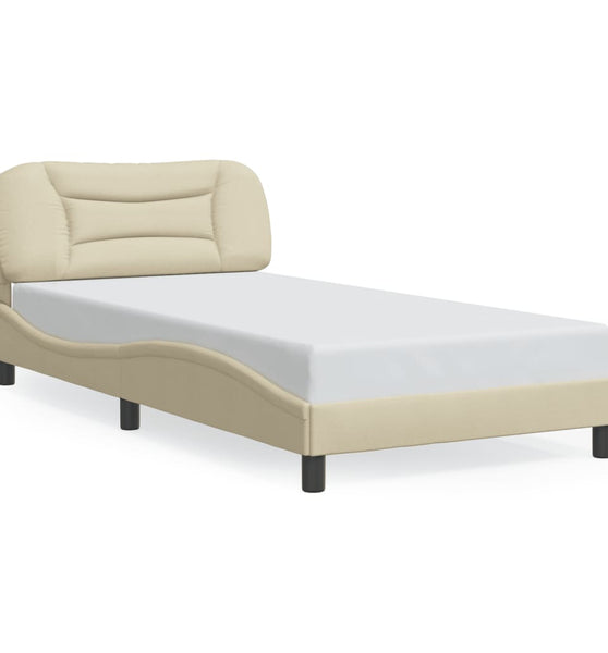 Bettgestell mit LED ohne Matratze Creme 100x200 cm Stoff