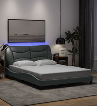 Bettgestell mit LED ohne Matratze Hellgrau 120x200 cm Stoff