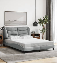 Bettgestell mit LED ohne Matratze Hellgrau 120x200 cm Stoff