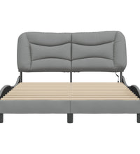 Bettgestell mit LED ohne Matratze Hellgrau 120x200 cm Stoff