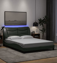 Bettgestell mit LED ohne Matratze Dunkelgrau 120x200 cm Stoff