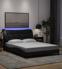 Bettgestell mit LED ohne Matratze Schwarz 120x200 cm Stoff