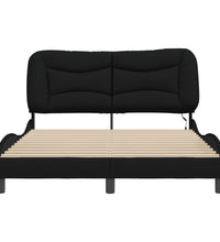 Bettgestell mit LED ohne Matratze Schwarz 120x200 cm Stoff