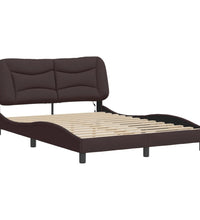 Bettgestell mit LED ohne Matratze Dunkelbraun 120x200 cm Stoff