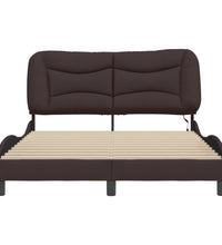 Bettgestell mit LED ohne Matratze Dunkelbraun 120x200 cm Stoff