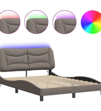 Bettgestell mit LED ohne Matratze Taupe 120x200 cm Stoff