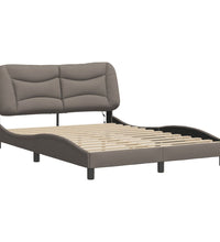 Bettgestell mit LED ohne Matratze Taupe 120x200 cm Stoff