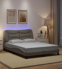 Bettgestell mit LED ohne Matratze Taupe 120x200 cm Stoff