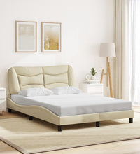 Bettgestell mit LED ohne Matratze Creme 120x200 cm Stoff