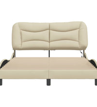 Bettgestell mit LED ohne Matratze Creme 120x200 cm Stoff