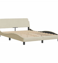 Bettgestell mit LED ohne Matratze Creme 120x200 cm Stoff