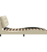 Bettgestell mit LED ohne Matratze Creme 120x200 cm Stoff