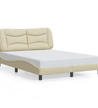 Bettgestell mit LED ohne Matratze Creme 120x200 cm Stoff