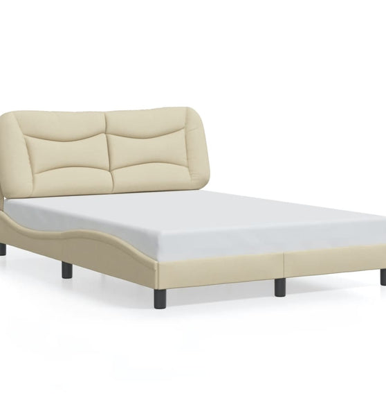 Bettgestell mit LED ohne Matratze Creme 120x200 cm Stoff