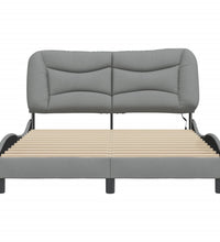 Bettgestell mit LED ohne Matratze Hellgrau 140x190 cm Stoff