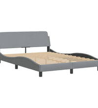 Bettgestell mit LED ohne Matratze Hellgrau 140x190 cm Stoff