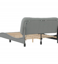 Bettgestell mit LED ohne Matratze Hellgrau 140x190 cm Stoff