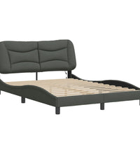 Bettgestell mit LED ohne Matratze Dunkelgrau 140x190 cm Stoff