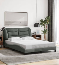 Bettgestell mit LED ohne Matratze Dunkelgrau 140x190 cm Stoff