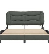 Bettgestell mit LED ohne Matratze Dunkelgrau 140x190 cm Stoff