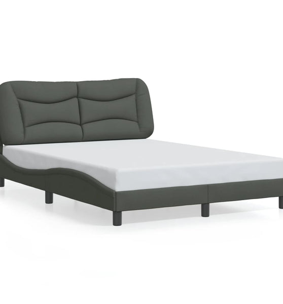 Bettgestell mit LED ohne Matratze Dunkelgrau 140x190 cm Stoff