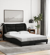 Bettgestell mit LED ohne Matratze Schwarz 140x190 cm Stoff