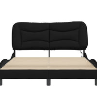 Bettgestell mit LED ohne Matratze Schwarz 140x190 cm Stoff