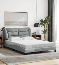 Bettgestell mit LED ohne Matratze Hellgrau 140x200 cm Stoff